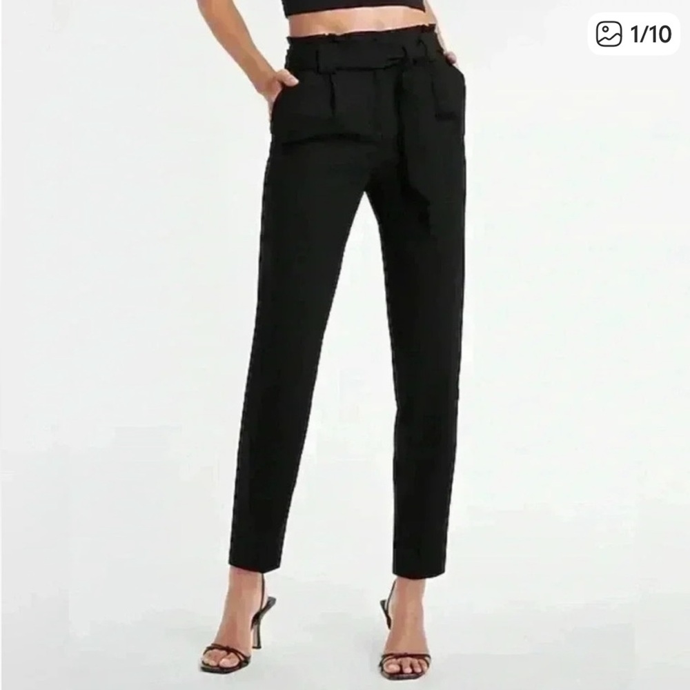Express black paper bag waist pants